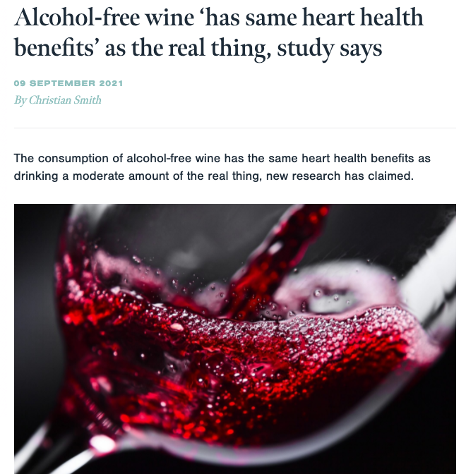 Alcohol-free wine ‘has same heart health benefits’ as the real thing, study says