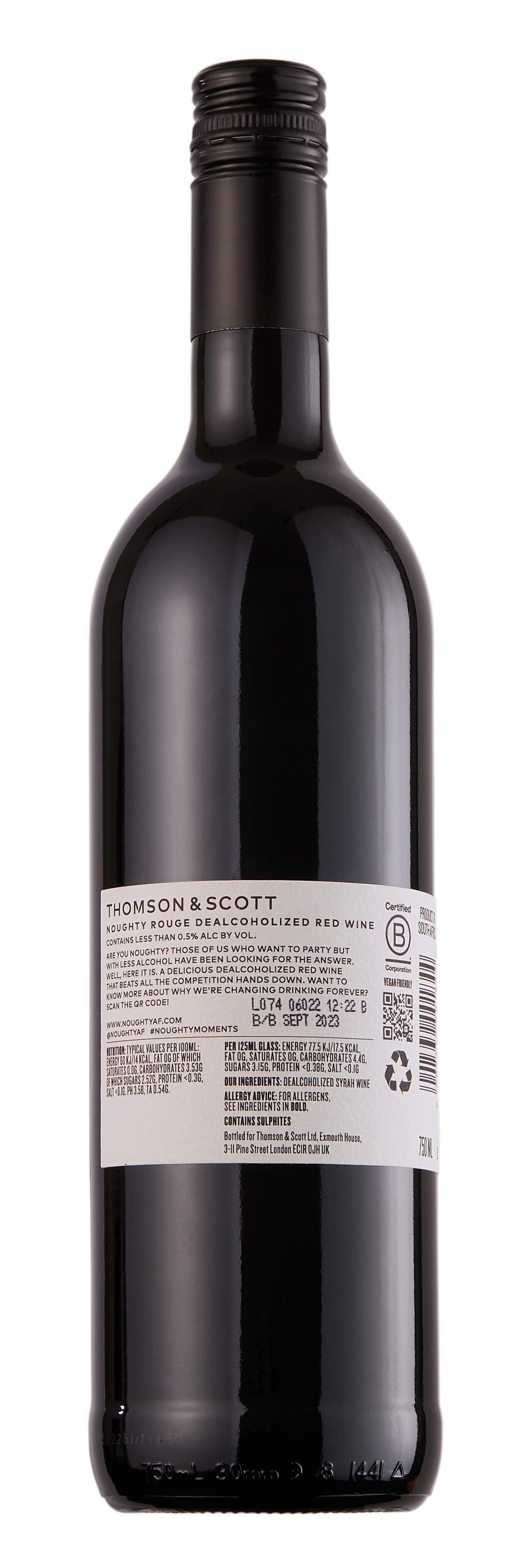 Thomson & Scott 'Noughty' Rouge wine (1x 750ml)